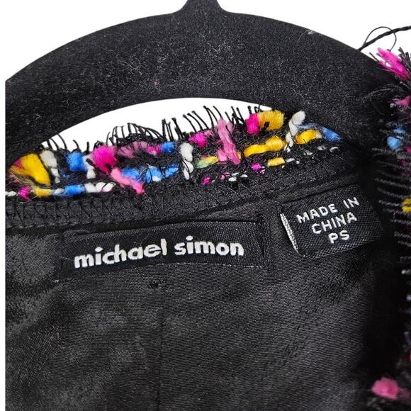 Michael Simon S Petite Multicolor Fringe Bucle Tweed Blazer Kitsch Career - Picture 4 of 4